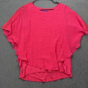 APT.9 Womens Pink Top Crochet Accent Lace Sleeves Medium Lightweight Comfortable